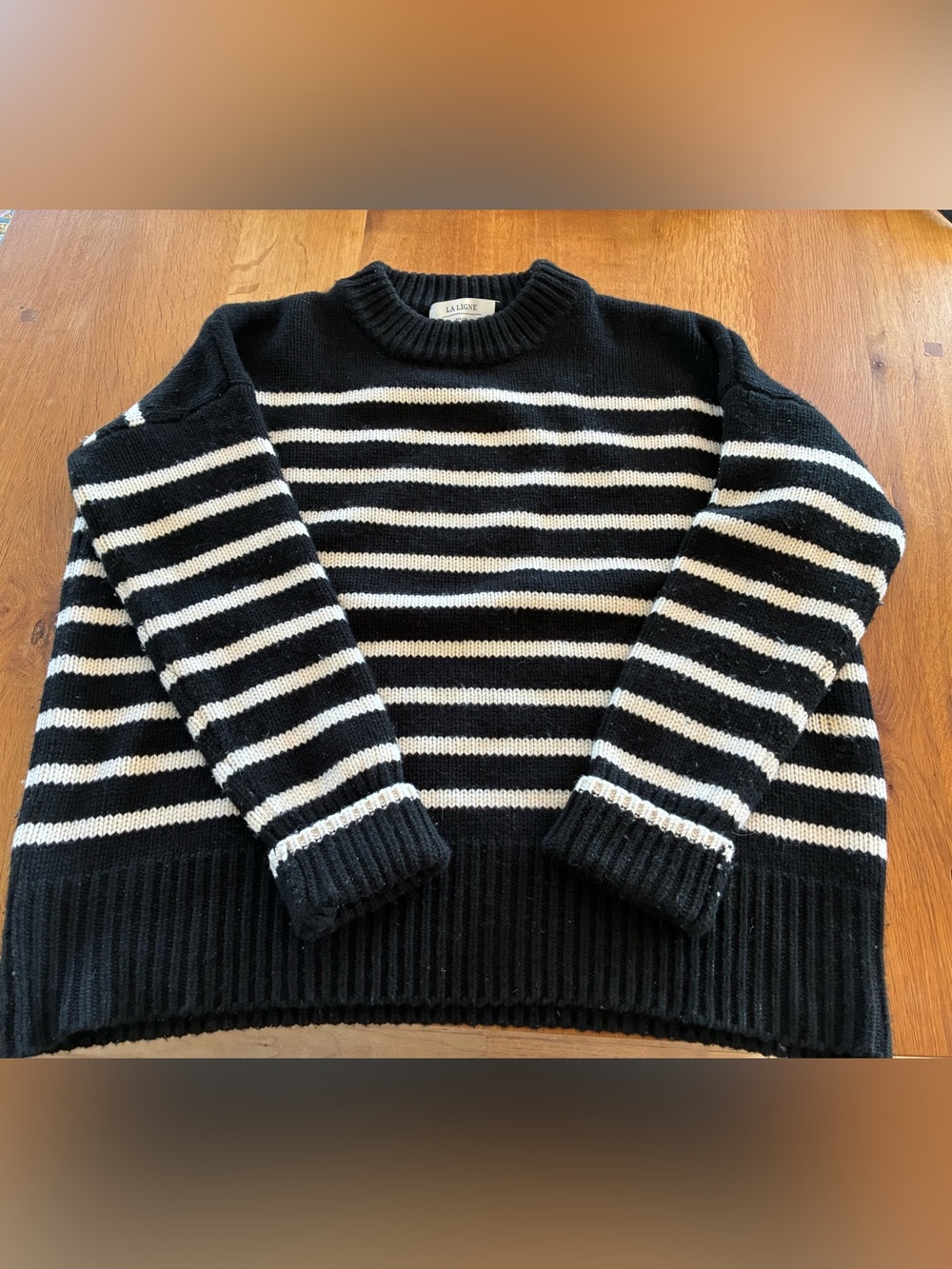 La Ligne Marin Black & White Horizontal Stripe Crewneck Sweater